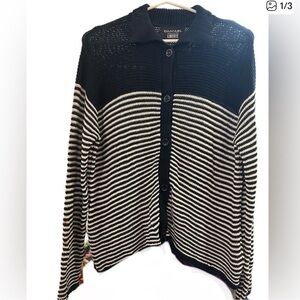 Emanuel Ungaro striped button front cardigan sweater Collared Knit